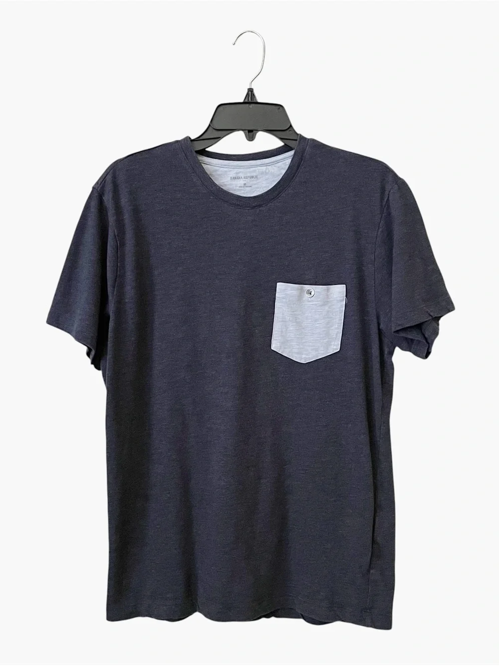 Banana Republic Crewneck Pocket Tee Men's Size M Blue Cotton Easy Care Casual